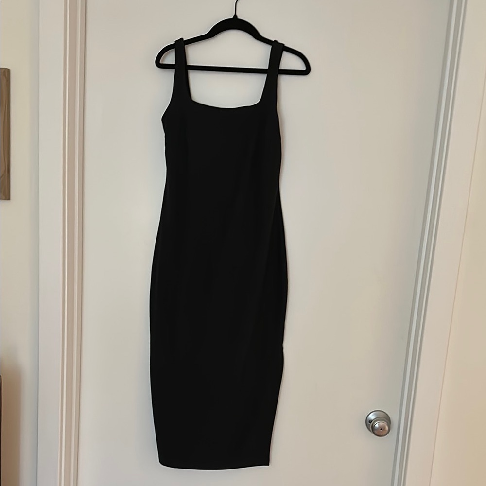 Beyond Yoga Spacedye Sleeveless Midi Dress – Black Bodycon Lounge Dress, Size S